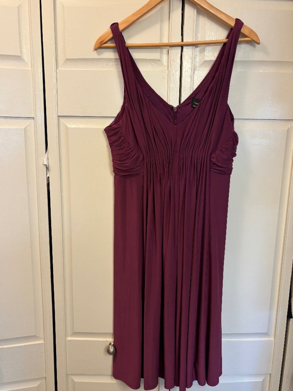 Max and Cleo Burgundy V-Neck Ruched Dress — Worn Once